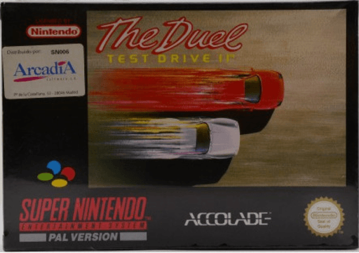 The Duel Test Drive II box art for Super Nintendo